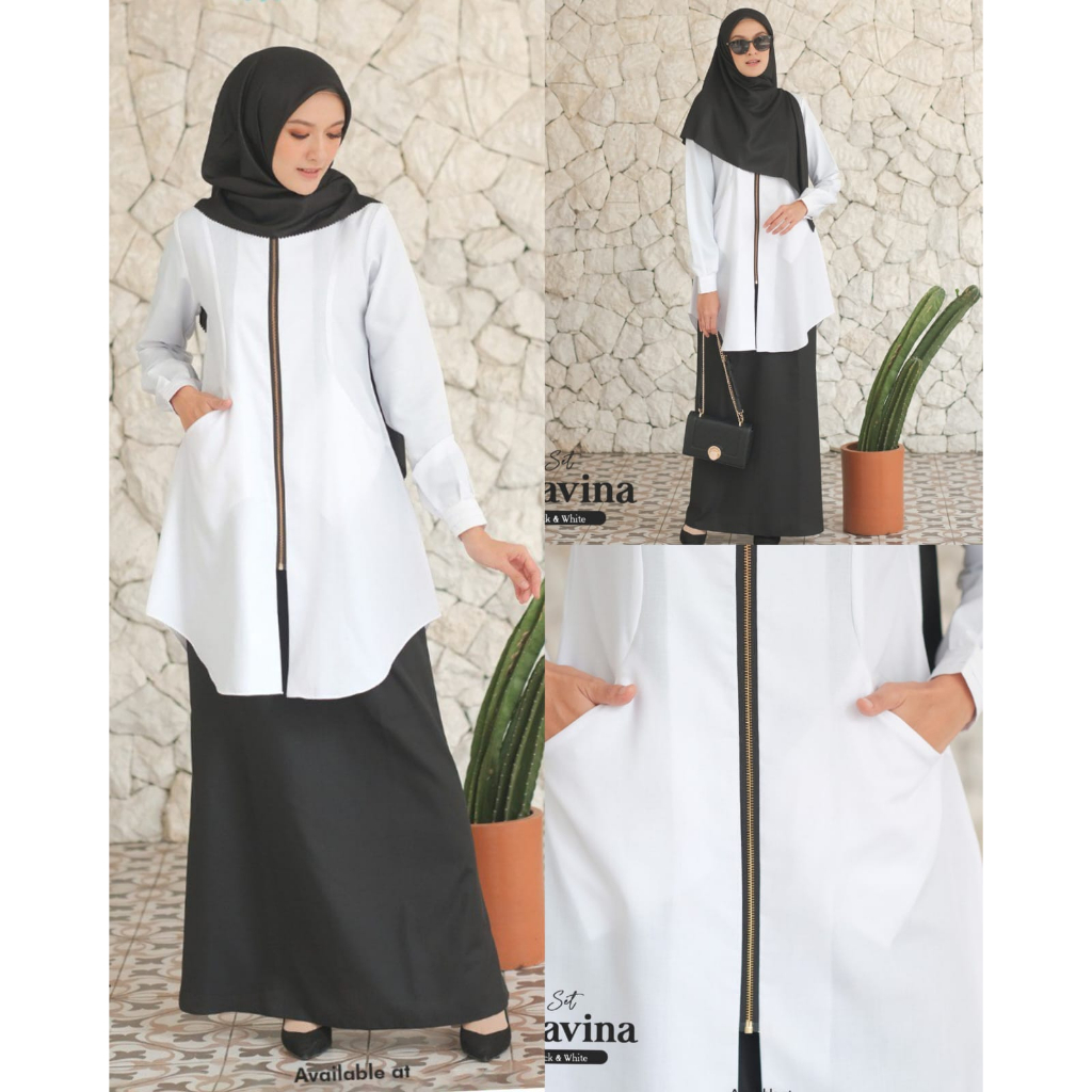 Seragam Dinas Setelan Tunik Rok Davina One Set By Maharani Setelan Tunik Rok Hitam Putih One Set Baju Dinas Hitam Putih Pns Guru Hitam Putih Muslimah Syari Bahan Katun Toyobo Premium Tebal Seragam Dinas Hitam Putih Model Terbaru Kekinian Nyaman Baju Dinas