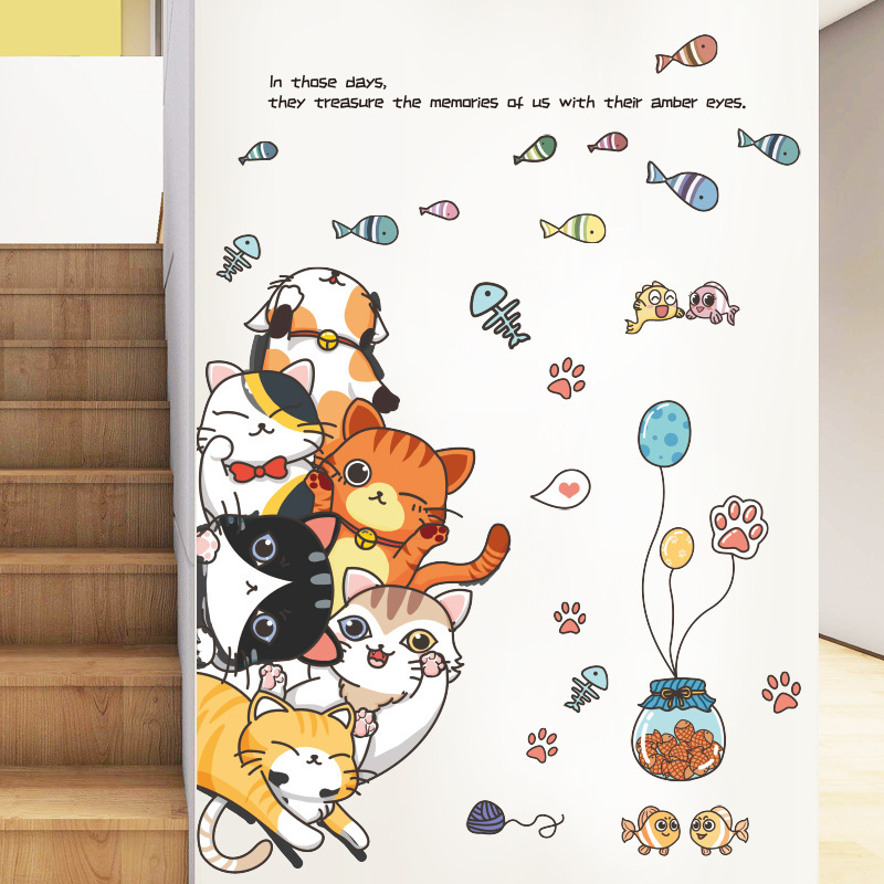 WALLSTICKER WALL STIKER STICKER SETIKER DINDING HIASAN TEMPELAN DEKORASI RUMAH PINTU ANIMAL 1 KACA RUANG TIDUR TAMU ANAK ANAK COWOK CEWEK PREMPUAN DEKOR LEMARI TANGGA WALLSTIKER WALSTICKER MOTIF CAT KUCING LUCU KEKINIAN KADO UNIK ULANG TAHUN @banyak