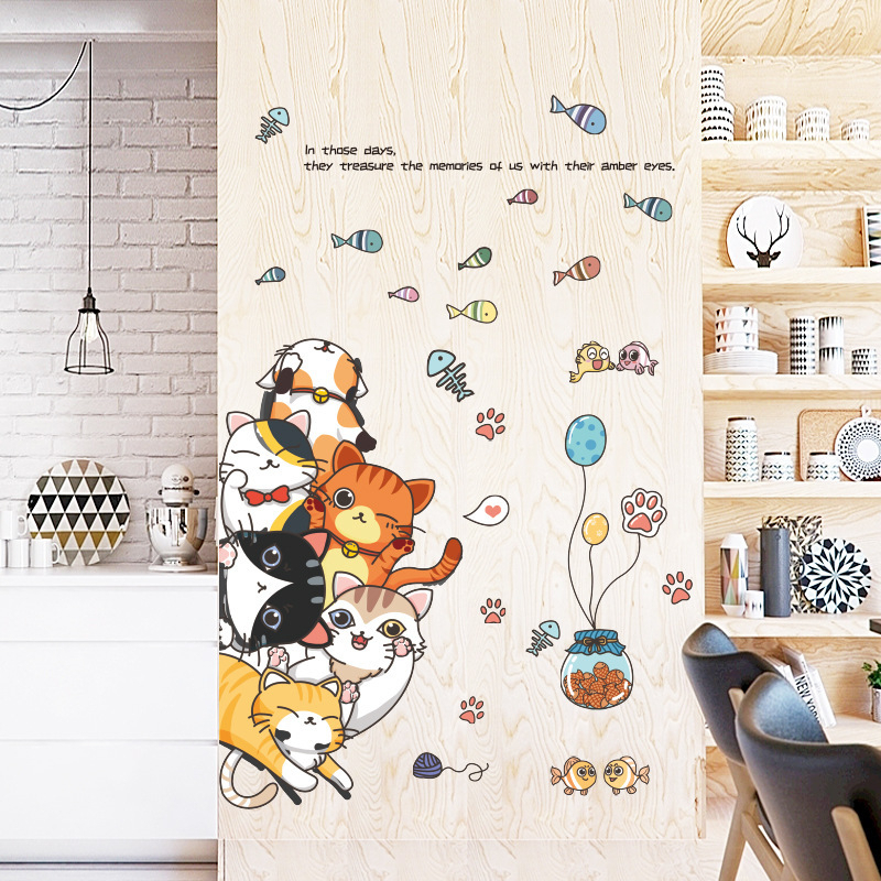 WALLSTICKER WALL STIKER STICKER SETIKER DINDING HIASAN TEMPELAN DEKORASI RUMAH PINTU ANIMAL 1 KACA RUANG TIDUR TAMU ANAK ANAK COWOK CEWEK PREMPUAN DEKOR LEMARI TANGGA WALLSTIKER WALSTICKER MOTIF CAT KUCING LUCU KEKINIAN KADO UNIK ULANG TAHUN @banyak