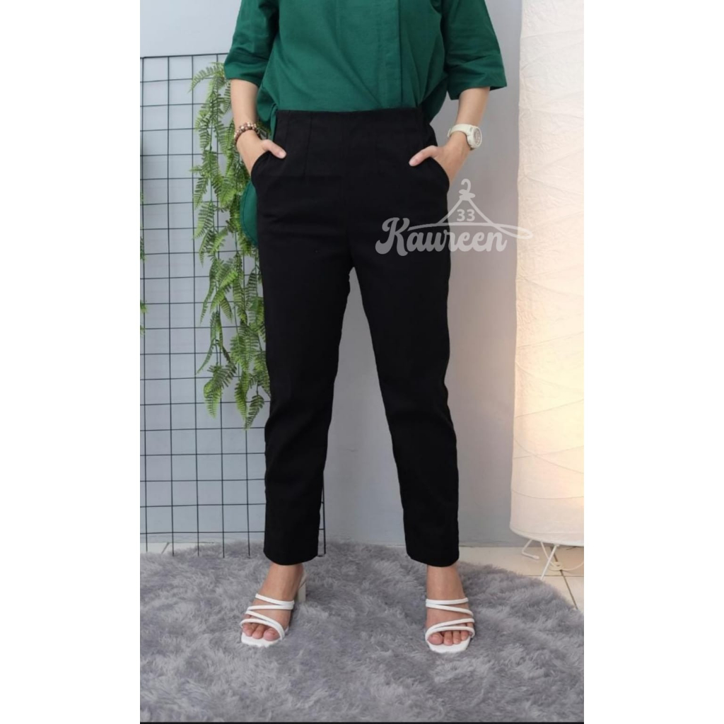 Celana Katun Twill LisaPats Celana Panjang Wanita Celana Kerja Celana panjang Highwaist