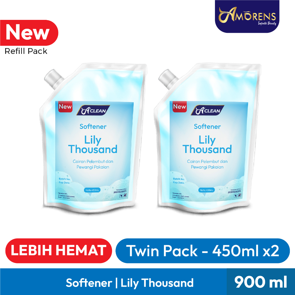 [Twin Pack] PROMO Softener Refill Pack 2x 450 ml / Pelembut dan Pewangi Pakaian Amorens [ 450ml ]