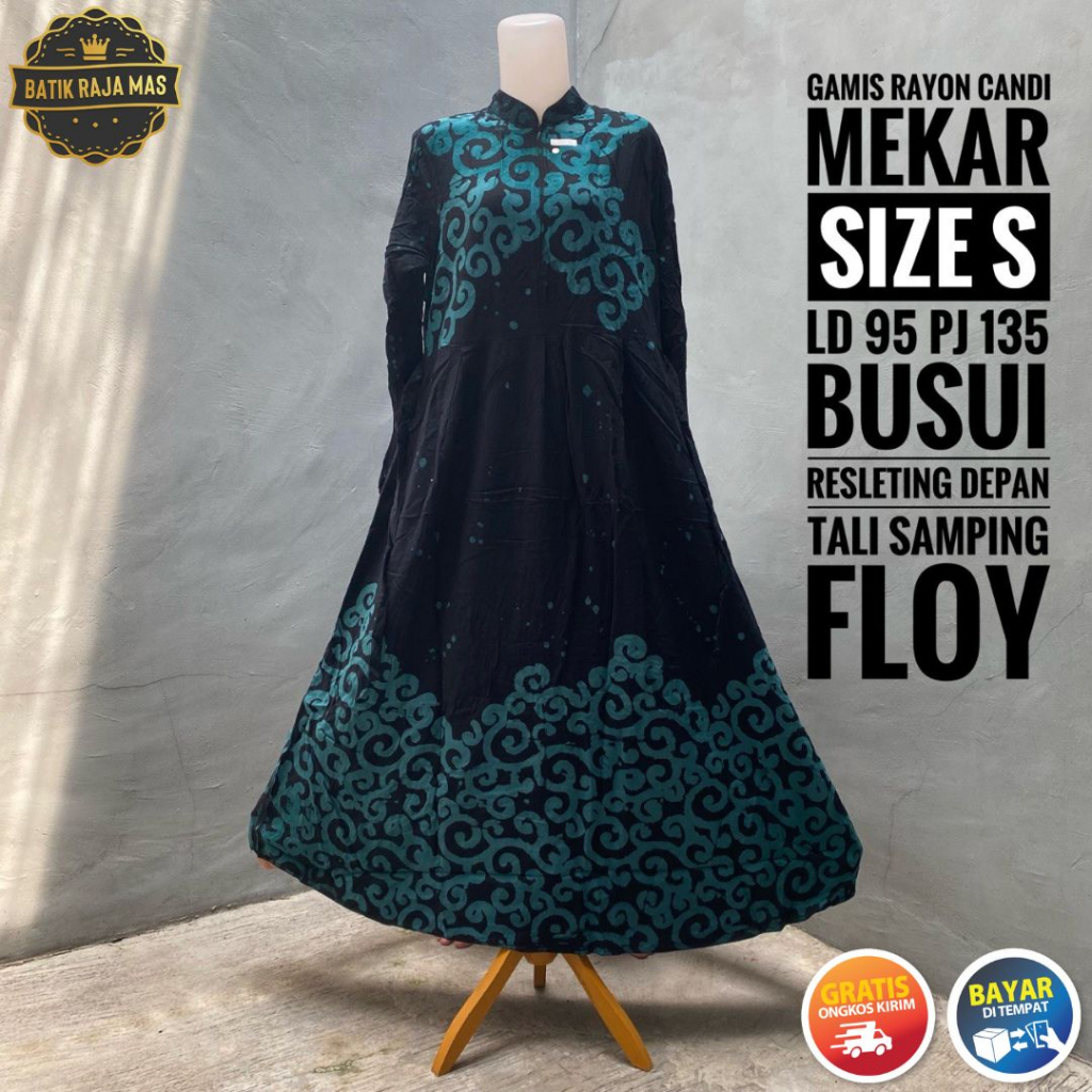 Daster Gamis Wanita Dewasa Terbaru Rayon Premium Syari Raya Lebaran Busui Friendly Resleting Depan M