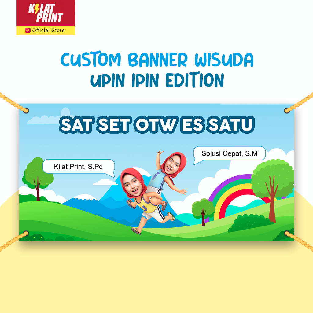 Custom Banner Ultah Hadiah Sidang Wisuda Design Upin Ipin Edition