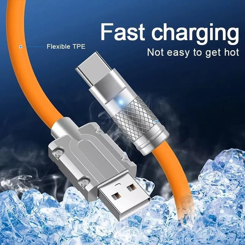 Kabel Data Silikon 120W TYPE C MICRO V8 Fast Charging 6A Silicon Grosir