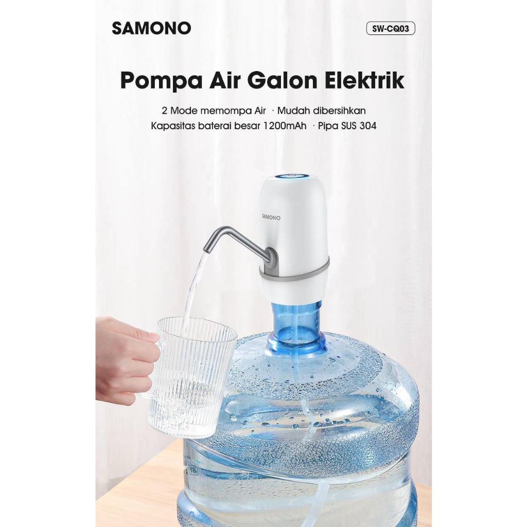 SAMONO SW-CQ03 Pompa Air Galon Elektrik Putih Biru