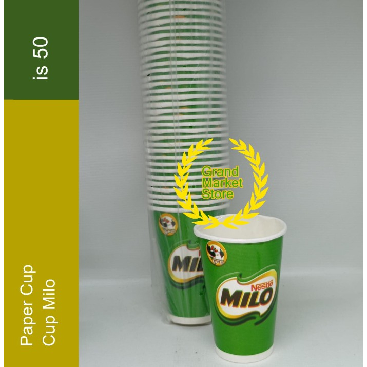 Paper Cup Paper Cup Milo Uk 8 oz  Gelas Milo isi 50 Gelas Milo