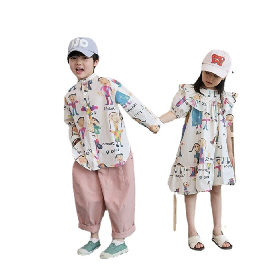 babyfit 3-8thn MOLISAS baju dress loose couple dan kemeja gaun korean musim panas sc-0818r