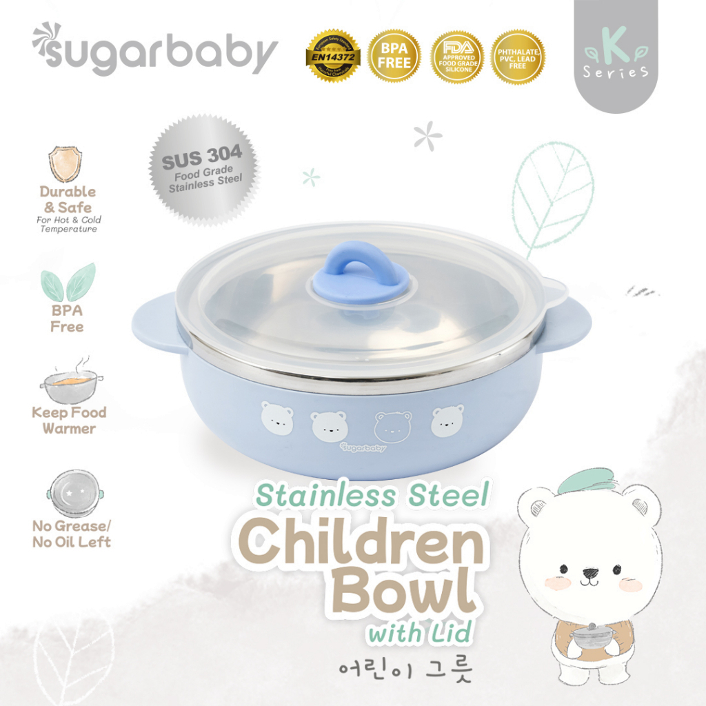 SUGAR BABY STAINLESS STEEL CHILDREN BOWL WITH LID