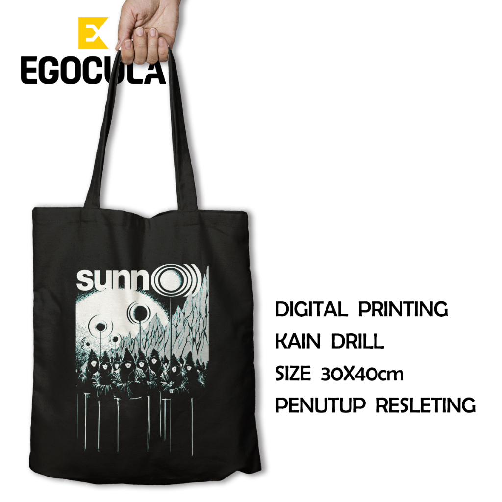 EGOCULA Tote Bag sunn o))) Pria Wanita Tas Jinjing Sekolah Kuliah Resleting 30x40