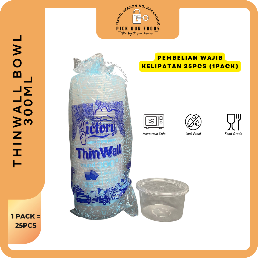 THINWALL BOWL 200ML / THINWALL ROUND 300ML / THINWALL ROUND 450ML / THINWALL ROUNDBOWL 750ML isi 25pcs