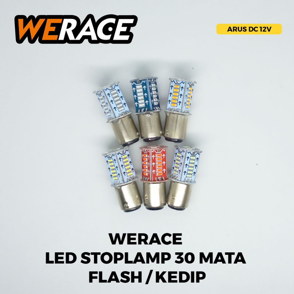 [WERACE] STOPLAMP LAMPU STOP LED 30 MATA BAYONET RUNNING DAN FLASH KEDIP UNIVERSAL DC 12VOLT TAHAN LAMA