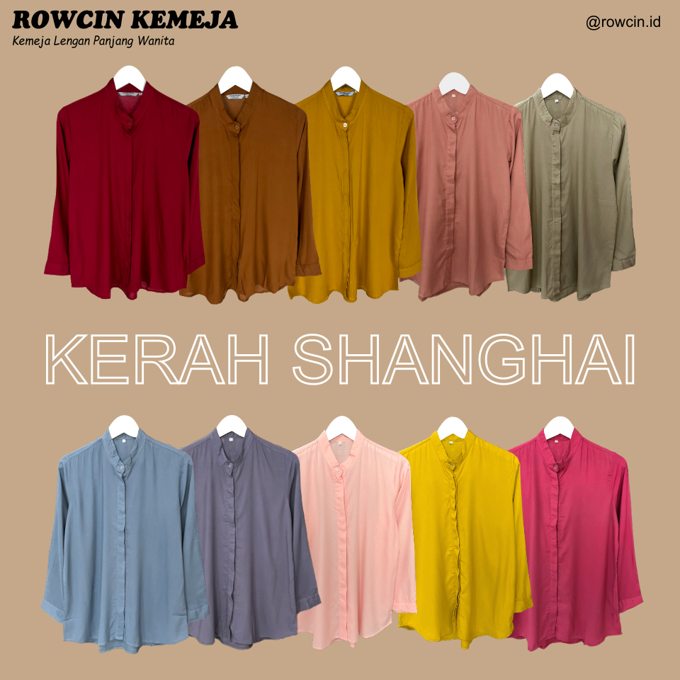 KEMEJA WANITA POLOS KERAH SHANGHAI LENGAN PANJANG WANITA KATUN RAYON LONG SHIRT ORGANIK