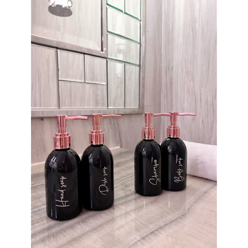 BOTOL 250ML NEW HITAM STIKER SILVER NEW LONG PIPE . aesthetic bottle minimalist refill organizer tempat sabun cair pump tempat isi ulang sabun cair dispenser hand soap liquid  estetik BISA CUSTOM