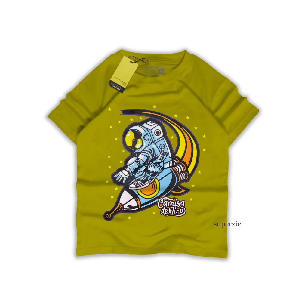 Kaos Anak Laki-Laki  Premium Astronot Kaos Anak Perempuan Baju Murah Lengan pendek ROCKET CAMISA ASTRONOT IJOSAMPUR RGKIDS