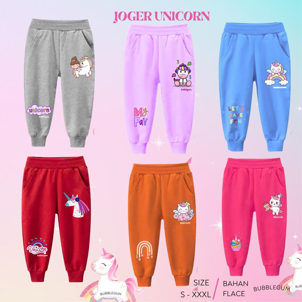 JOGER UNICORN -  Celana Joger Panjang Anak 1-8 Tahun | Celana Joger Anak | Celana Panjang Anak Perempuan