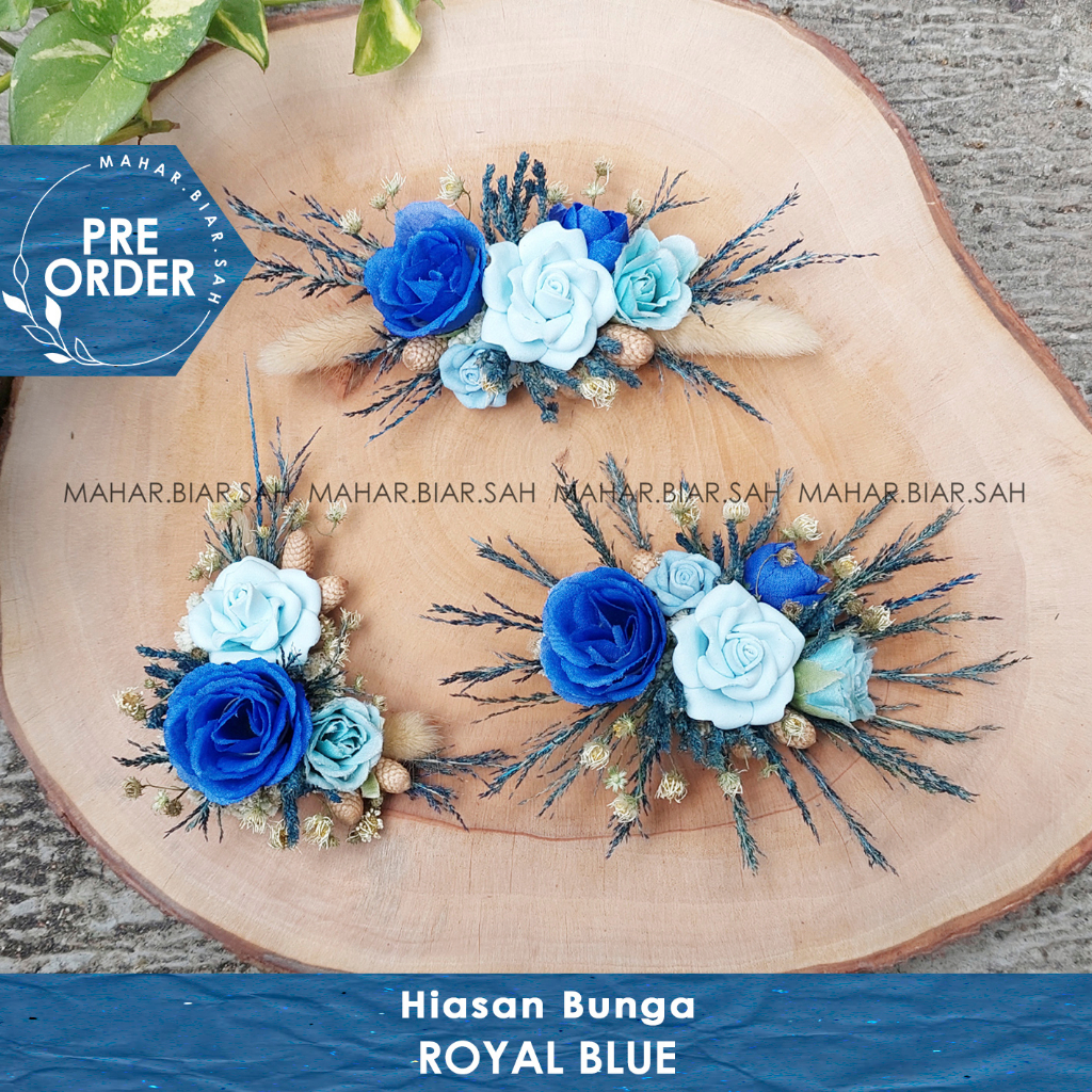 PO 1 Set Royal Blue / Hiasan Bunga / Hiasan Mahar / Mahar / Dekorasi / Seserahan / DIY / Hampers