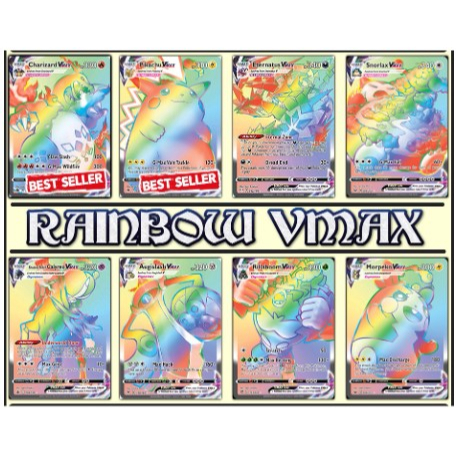 【⚡TAR】 KARTU POKEMON TCG RAINBOW VMAX HOLOGRAM ENGLISH VERSION 1 / KARTU POKEMON DUMMY RAINBOW VMAX 