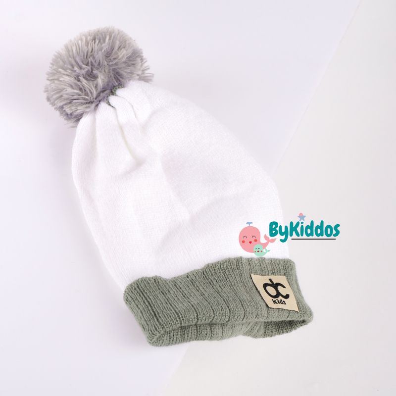 ByKiddos - Topi Rajut Anak Pompom Jambul Motif DC/ Topi Rajut Bayi Pompom Jambul / Topi Kupluk Pompom Anak