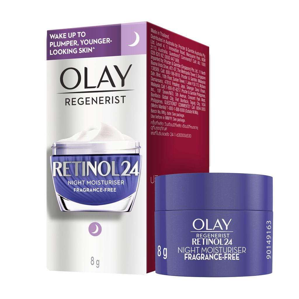 NIGHT Cream Olay Regenerist RETINOL 24 Krim Pelembab Anti Aging Skincare 8gr / 50 gr Ukuran Besar - Kemasan Ungu - Crem Malam Krem