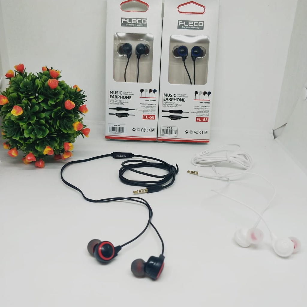 Handsfree FL-58 Headset Fleco Earphone Premium Quality Bass