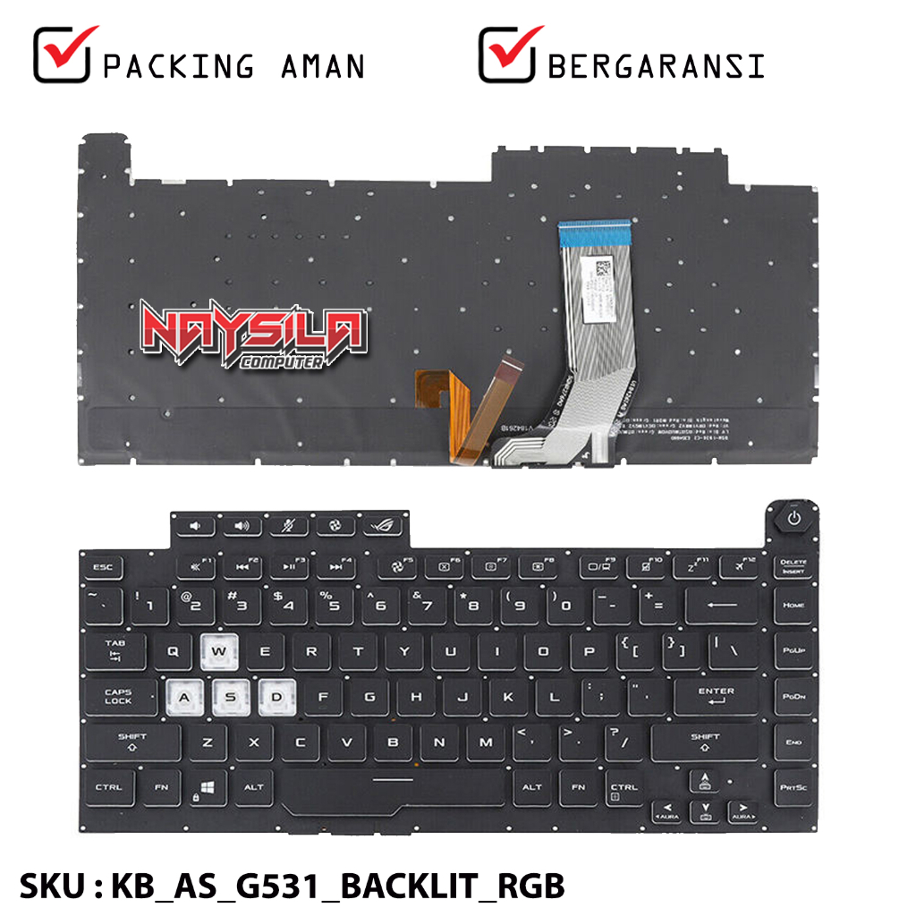 Keyboard ASUS ROG Strix Scar III G512L G512L3 Plus G531S5D G531GT G531G Black RGB Backlit Without Fr