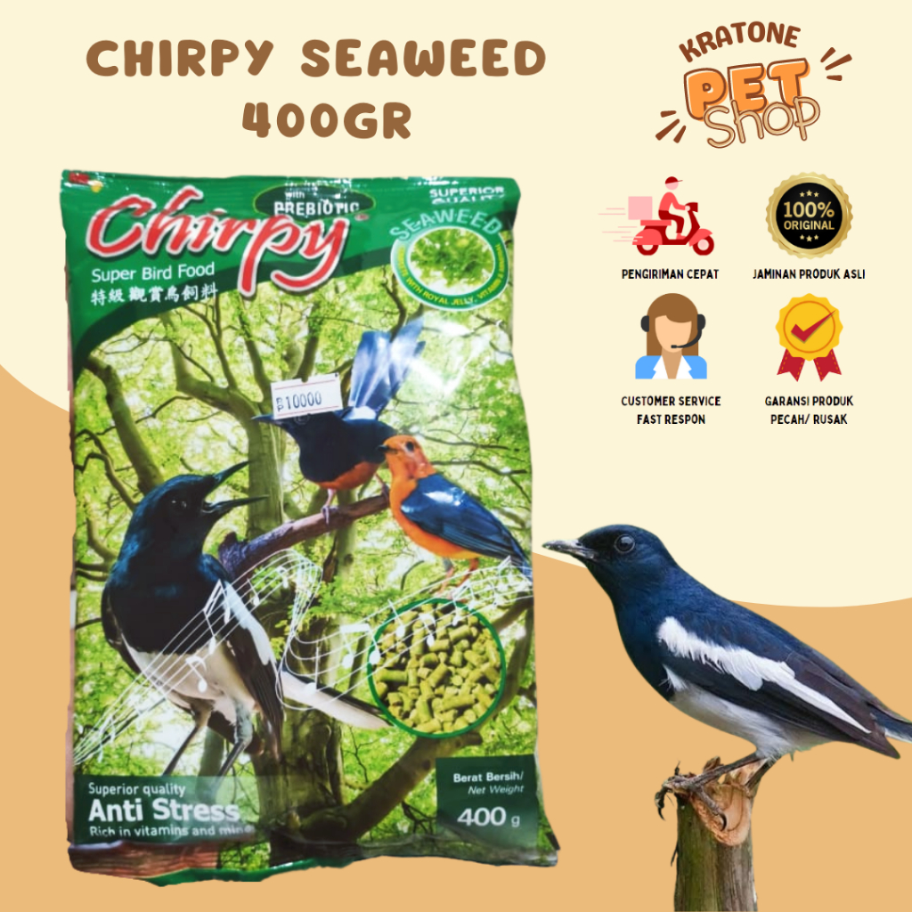 Chirpy Seaweed Pakan Burung 400g/ Pakan Burung Pur/ Voer Burung