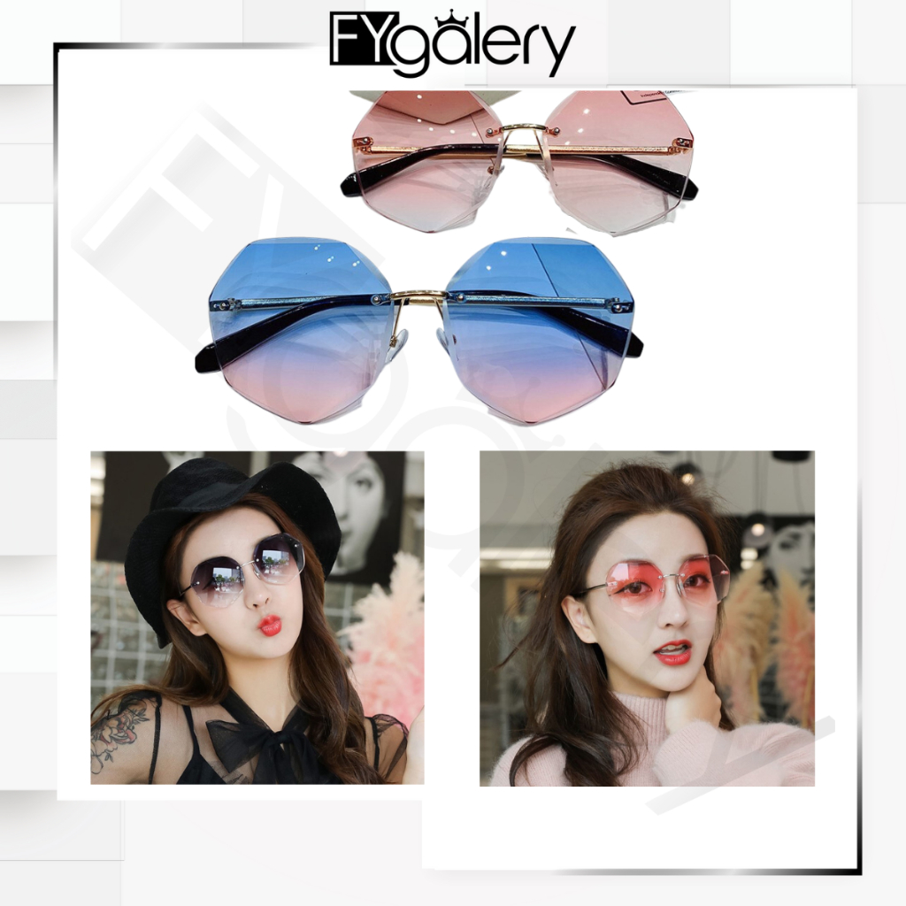 FYGALERY K711 Kacamata Fashion Bentuk Hexagonal Sunglasses Frame Korea Style Murah