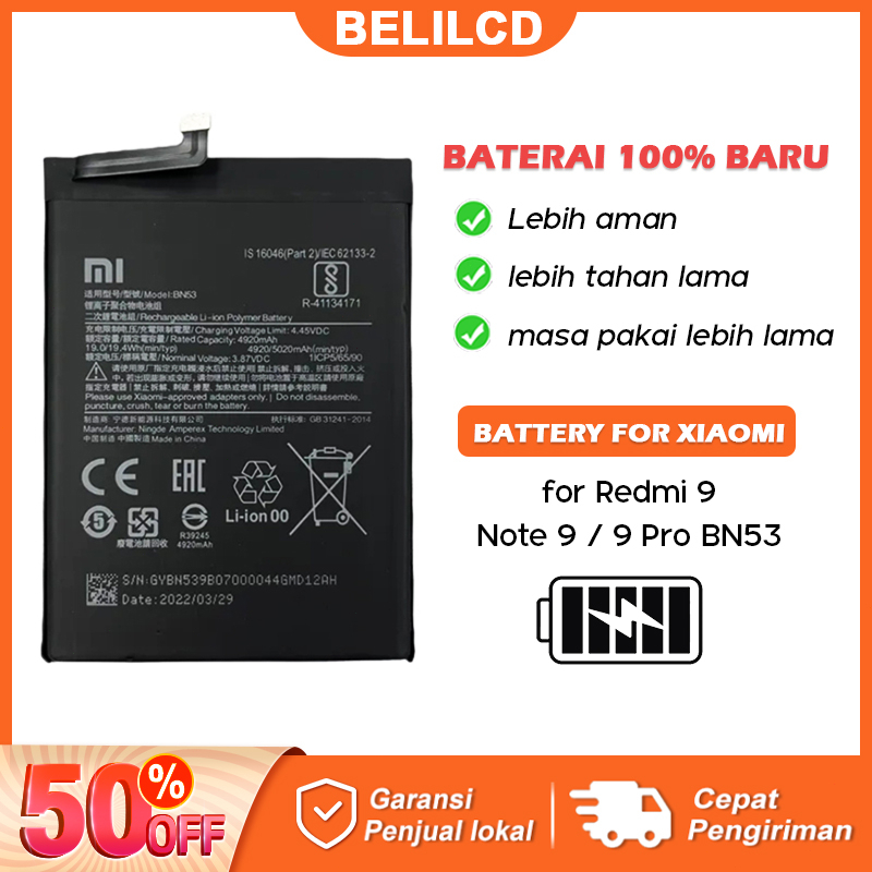 [100% Baru] Baterai Battery Batre Xiaomi Redmi 9 / Note 9 / 9 Pro BN53 ORIGINAL