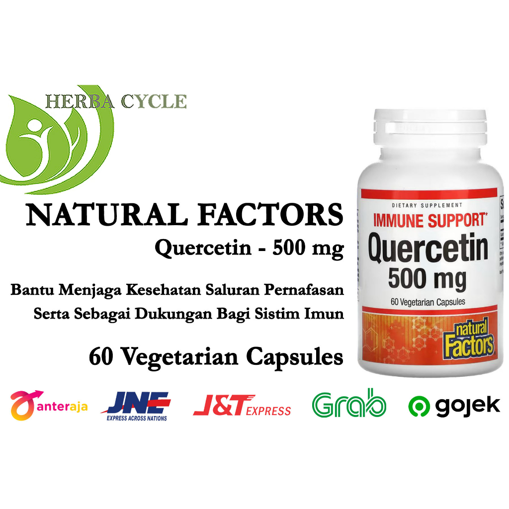 Natural Factors Quercetin 500 mg 60 Veg Capsules Bantu Dukung Daya Tahan Imun Tubuh ORI USA