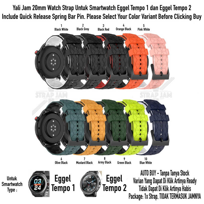 ZQT Strap 20mm Eggel Tempo 1 / Tempo 2 - Tali Jam Silikon Rubber Quick Release