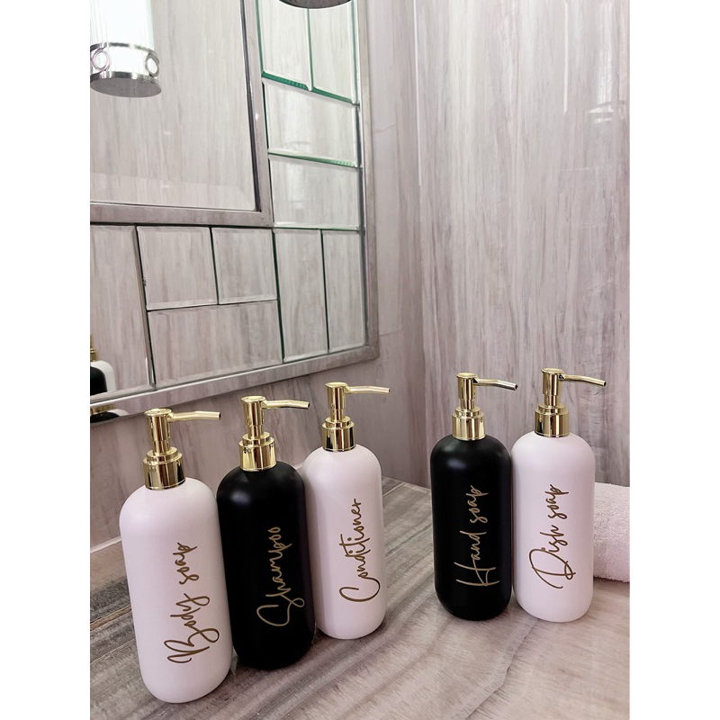 botol doff N24 HITAM PUTIH 500ml GOLD NEW PUMP LONG PIPE LUXURY  . aesthetic bottle minimalist refill organizer laundry bathroom tempat sabun cair isi ulang estetik dispenser liquid hand soap bisa CUSTOM