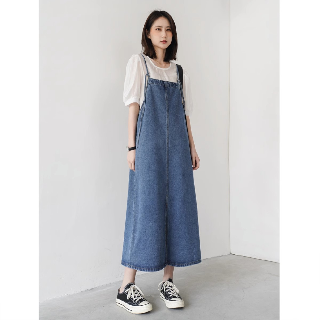 Overall Rok Jeans Jean Jins Denim Wanita Big Size 4XL Overall Rok Panjang jumpsuit korean terbaru 2023