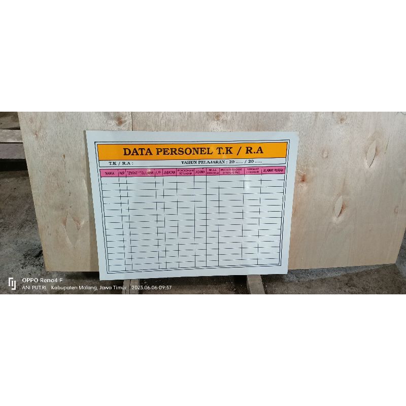 

papan data tk, ra, paud, kb. papan data sekolah 80 x 60 cm ready stok