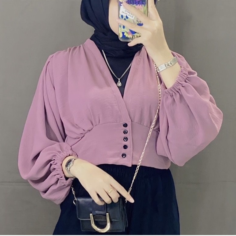 grosir_solo || MAURIN TOP BLOUSE OUTER KANCING / BIANCA CROP TOP SEMI OUTER CRINCLE