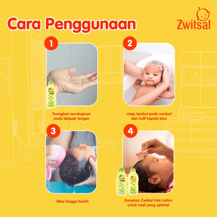 ZWITSAL Natural Baby Shampoo Aloe Vera, Kemiri and Seledri (Tersedia varian ukuran)