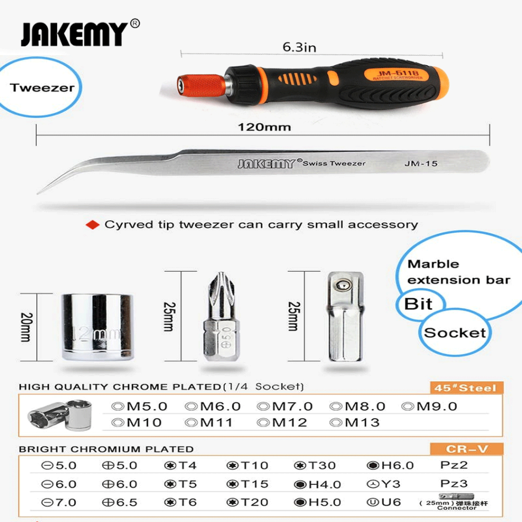 Jakemy JM-6118 33 in 1 Obeng Set lengkap Screwdriver PH Torx Hex Y3