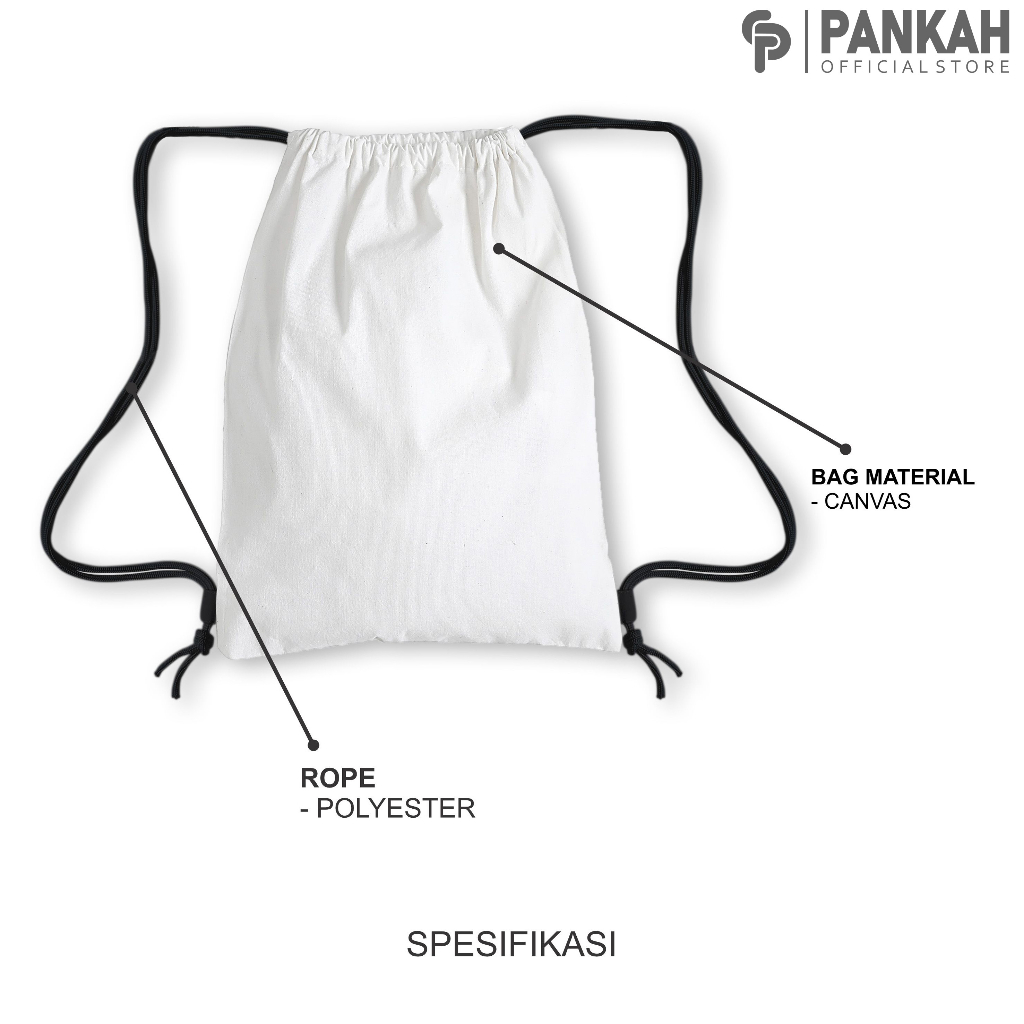 Tas Serut Sekolah Kanvas Putih / New String Bag Waterproof