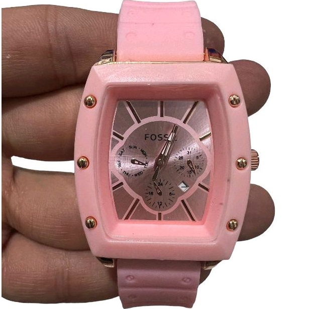 (Cod)Jam Tangan Wanita FSL Oval Crono3 Varisi Tanggal Aktif Strap Karet/Rubber(Dikirim jakarta)