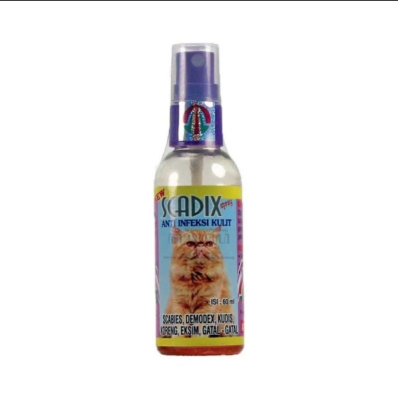 scadix spray 60 ml - obat jamur scabies demodectic kudis koreng gatal gatal - untuk kucing