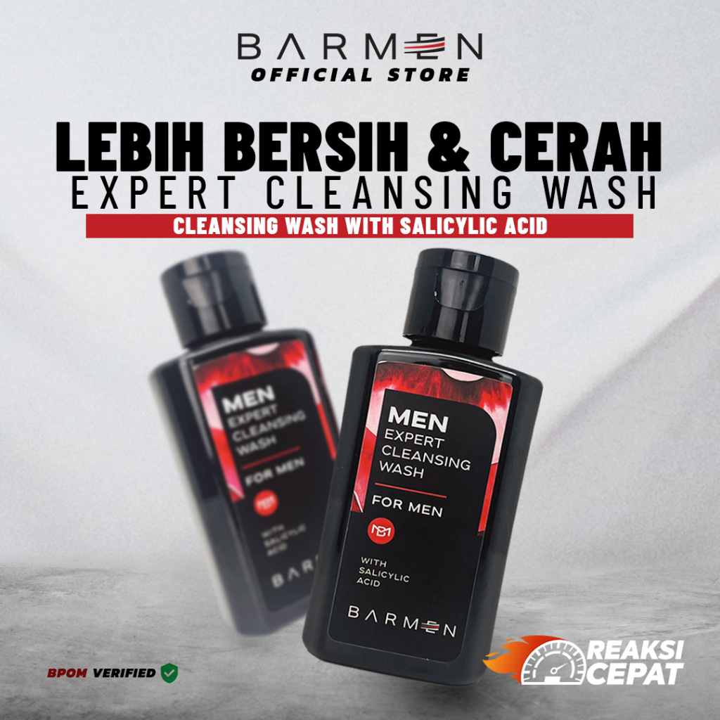 (PAKET 2 SABUN WAJAH) BARMEN Facial Wash Expert With BHA and Antimikroba - Sabun Muka Pria Untuk Kulit Cerah Bebas Kusam &amp; Jerawat