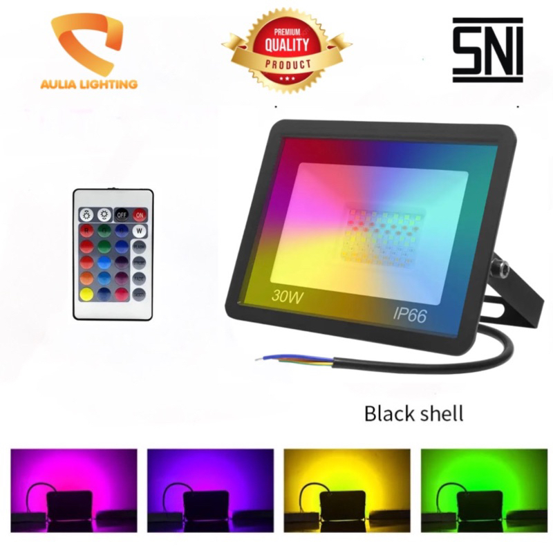 Lampu Sorot LED RGB 30W Warna Warni Outdoor Waterproof Taman Panggung Flood Light 30 Watt IP65 Disco Berubah warna remote ini