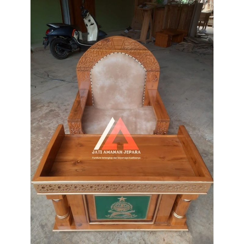 Podium pendek, podium ceramah, mimbar podium minimalis, meja majelis, meja ceramah, podium minimalis