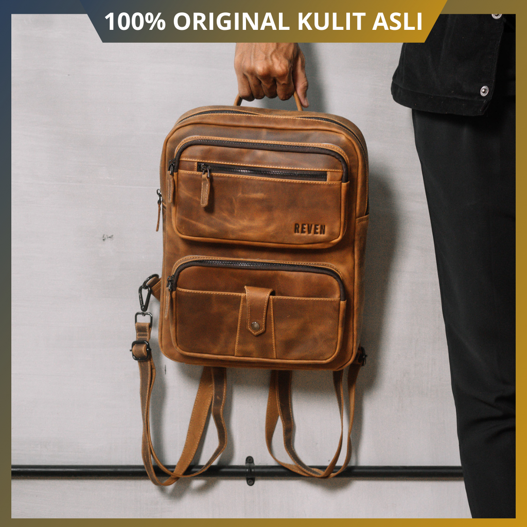 Ransel Kulit Sapi Asli Crazy Horse Original Osiris Bagpack Pria