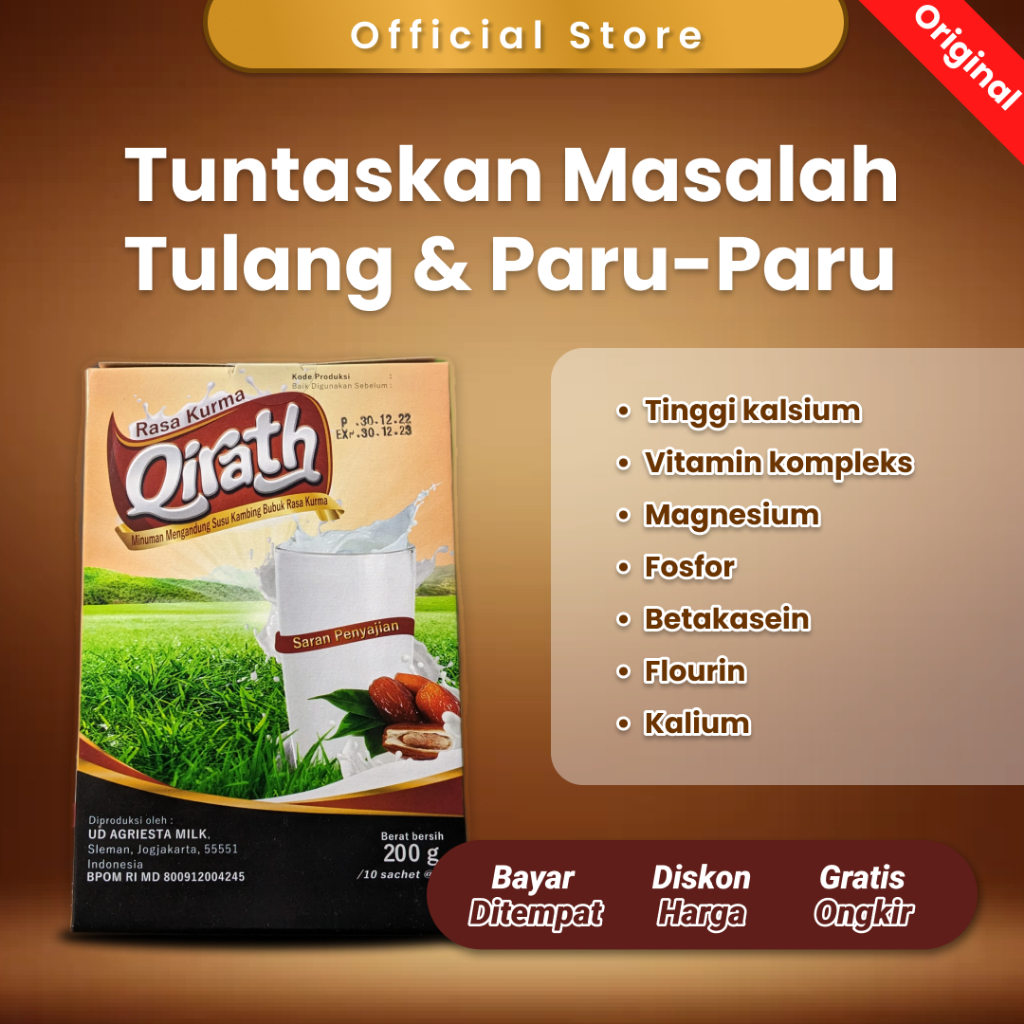 

1 Box Qirath Plus Kurma, Susu Kambing Etawa Asli dengan Extract Kurma, Bantu Tuntaskan Masalah Tulang dan Paru - Paru