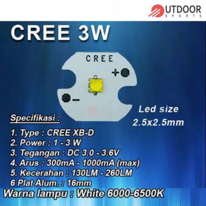 LED SUPER BRIGHT CREE HPL 3W XML T6 Cold White 6500K Senter