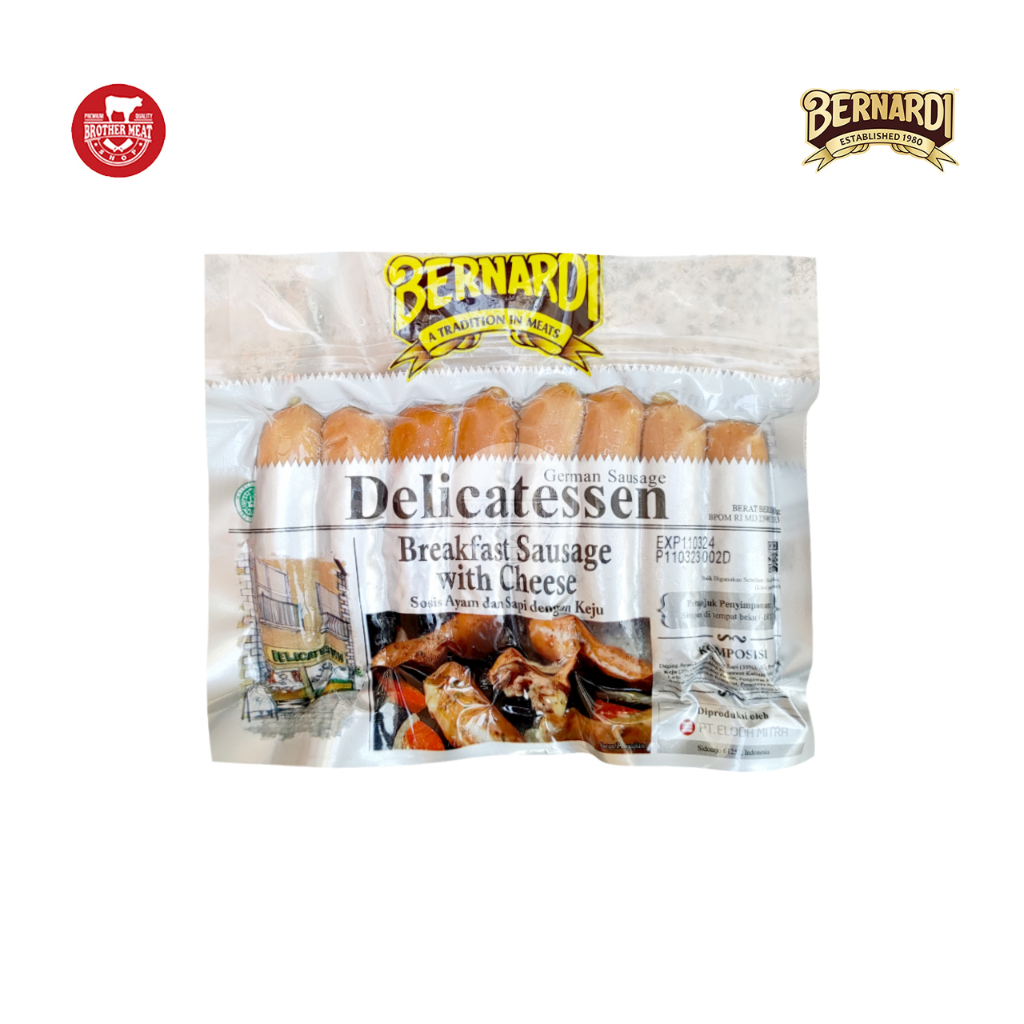 BERNARDI Delicatessen Breakfast Sausage Cheese 190gr, Sosis Keju Halal