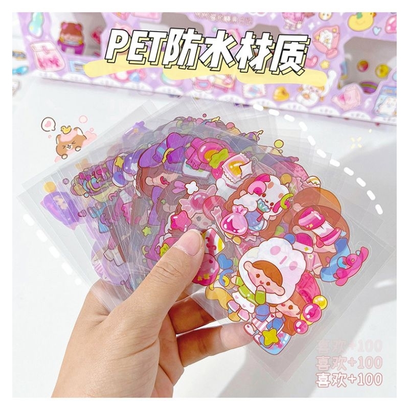 200 Lembar Stiker Momo Box Aesthetic Waterproof DIY Journal Stiker Tumblr Anti Air