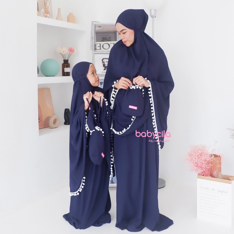 Babycila Mukena Pompom Couple Rayon Ibu dan Anak