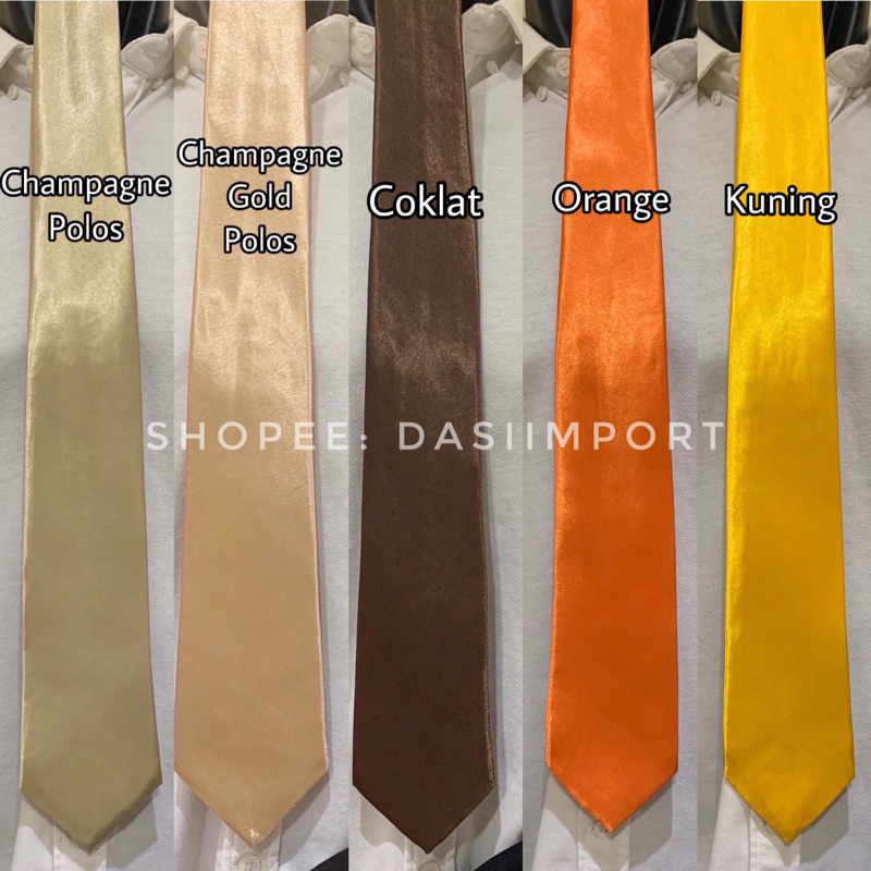 Dasi Pria Ikat Manual Panjang Dewasa Polos Satin Premium Lebar Standard ±3 Inci / ±7.5 cm