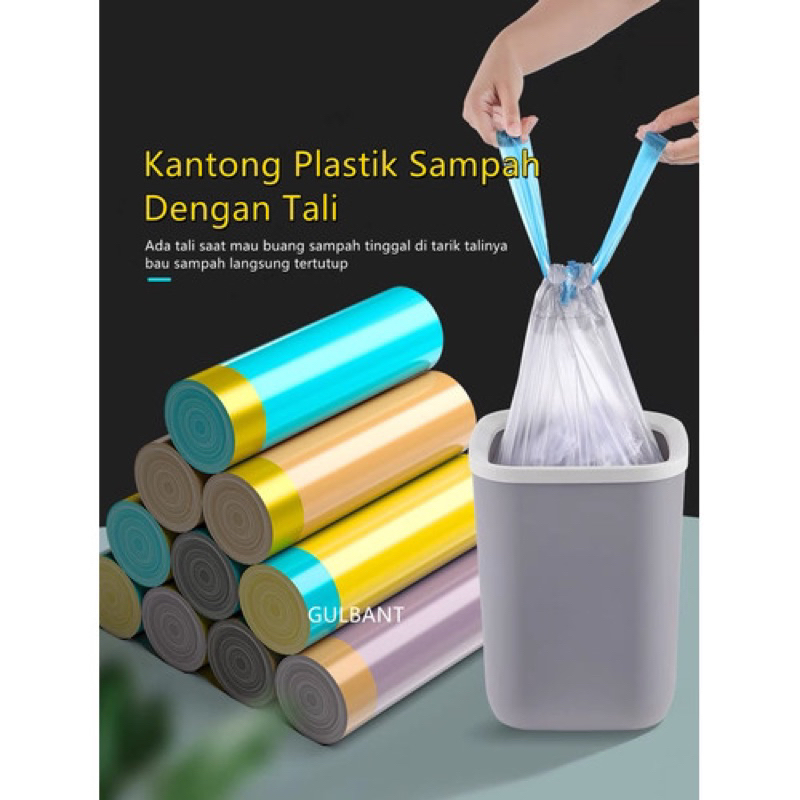 

Kantong Sampah TALI isi 15 45x50cm plastik sampah gulung tali isi 15PC KANTONG SAMPAH